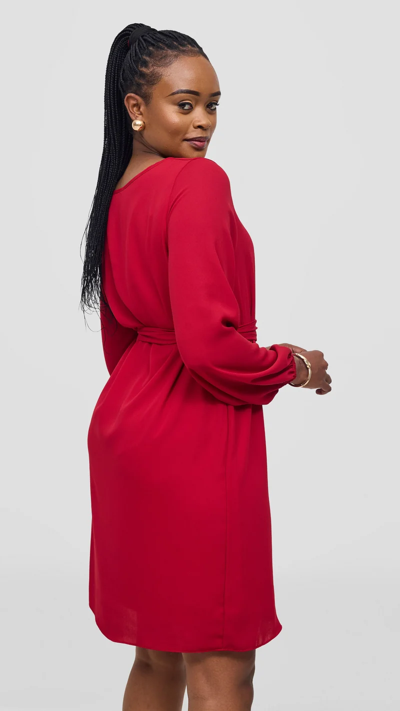 Vivo Zawadi Shift Dress - Dark Red