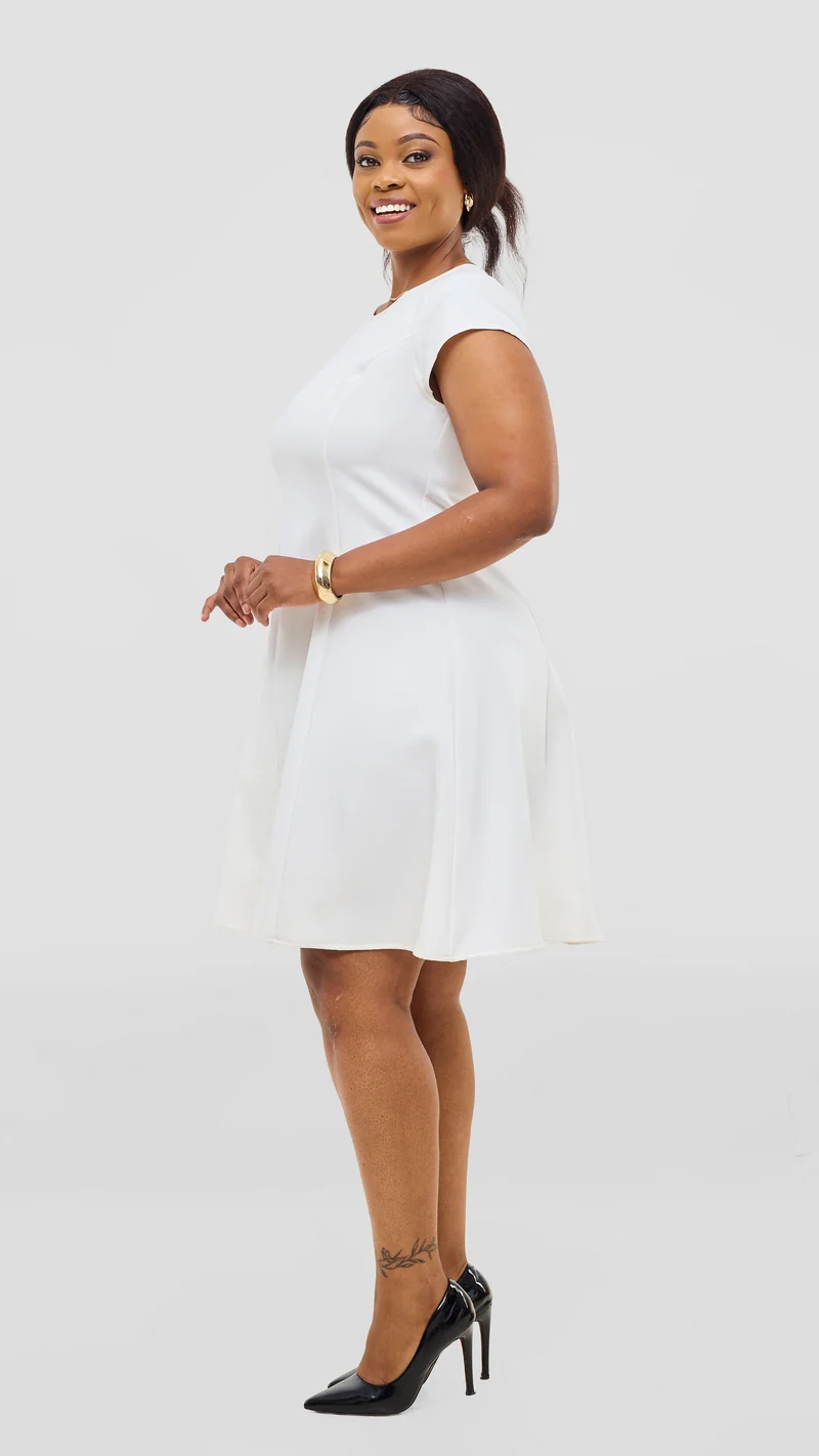 Vivo Zelda Panelled Dress In Crepe - Off White