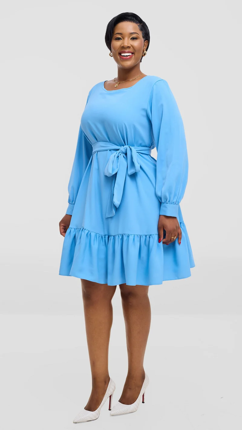 Vivo Serwa Tent Dress In Crepe - Light Blue