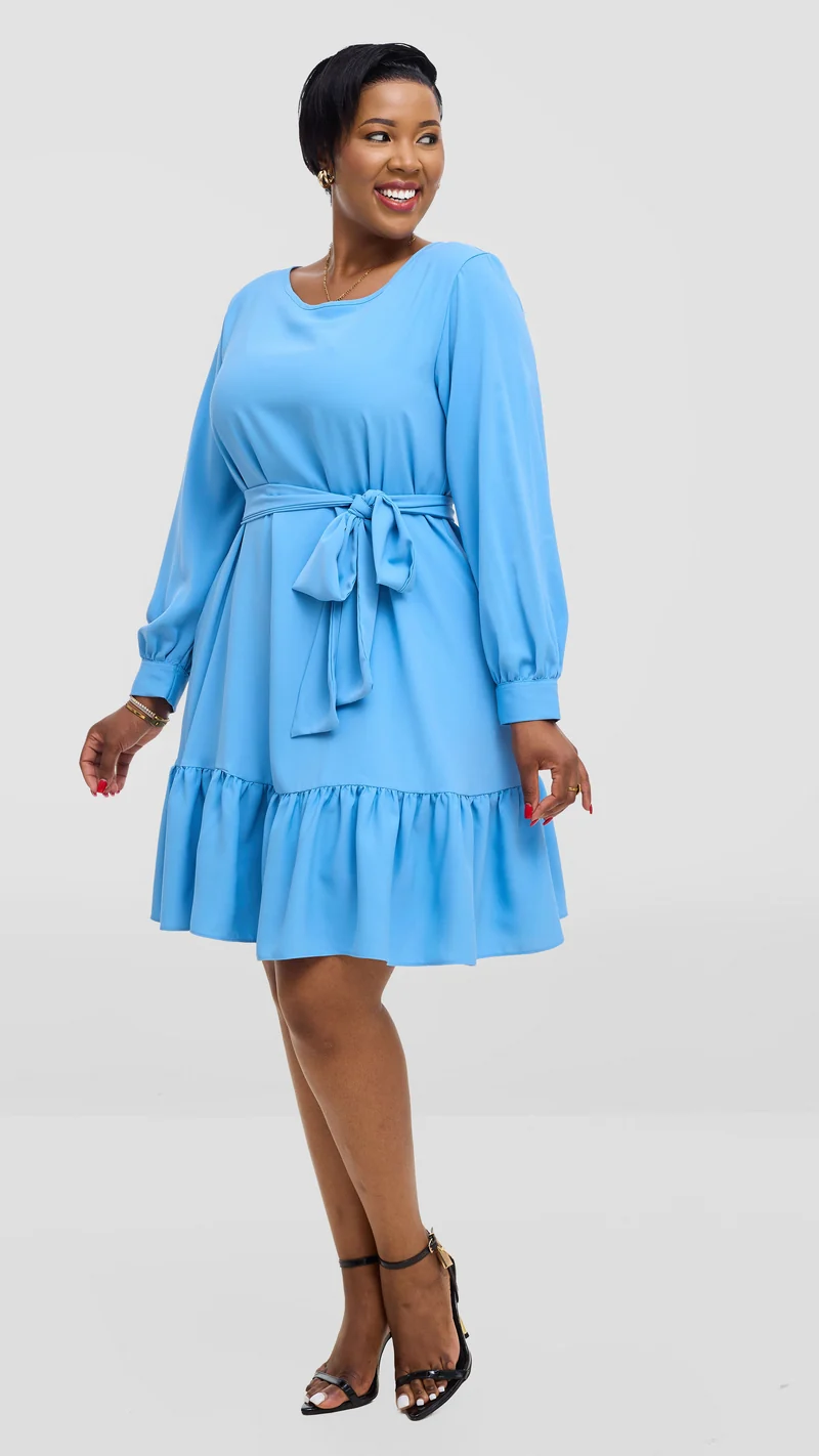 Vivo Serwa Tent Dress In Crepe - Light Blue