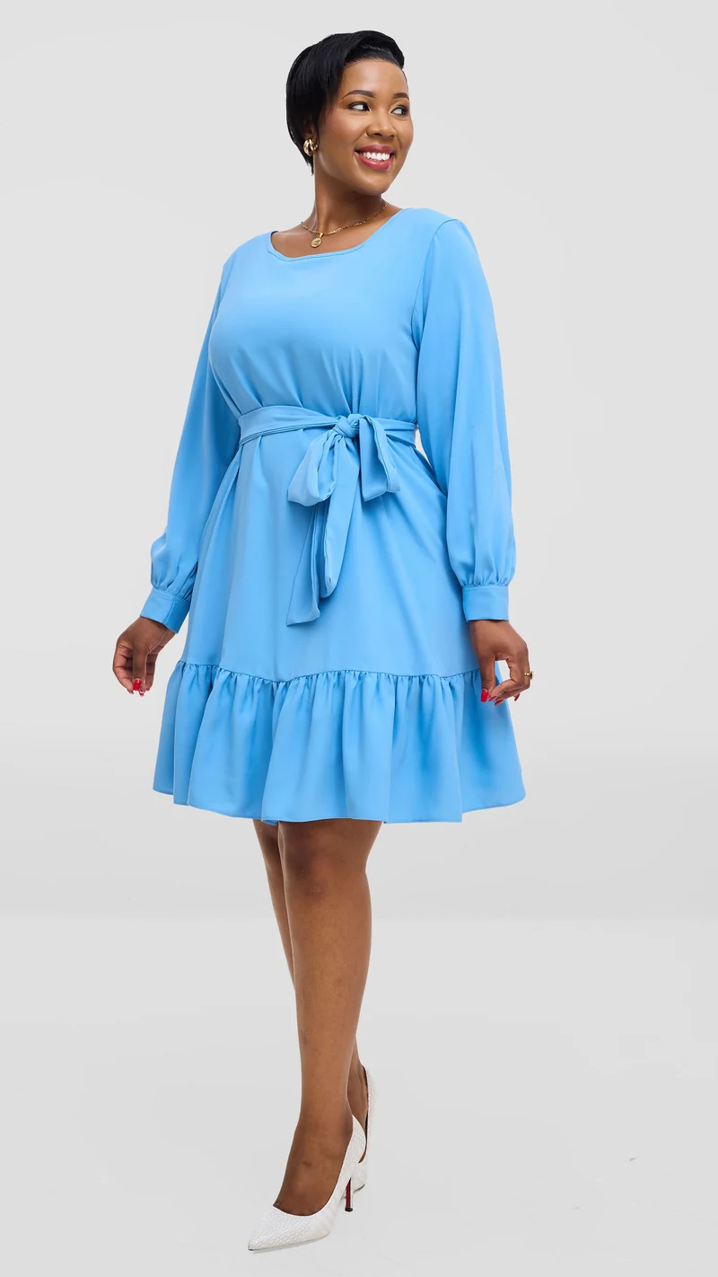 Vivo Serwa Tent Dress In Crepe - Light Blue