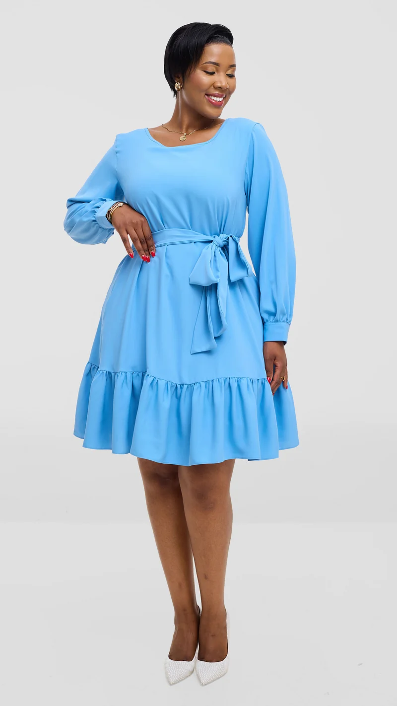 Vivo Serwa Tent Dress In Crepe - Light Blue