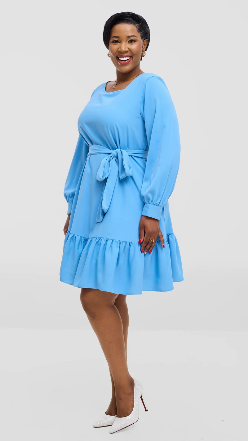 Vivo Serwa Tent Dress In Crepe - Light Blue