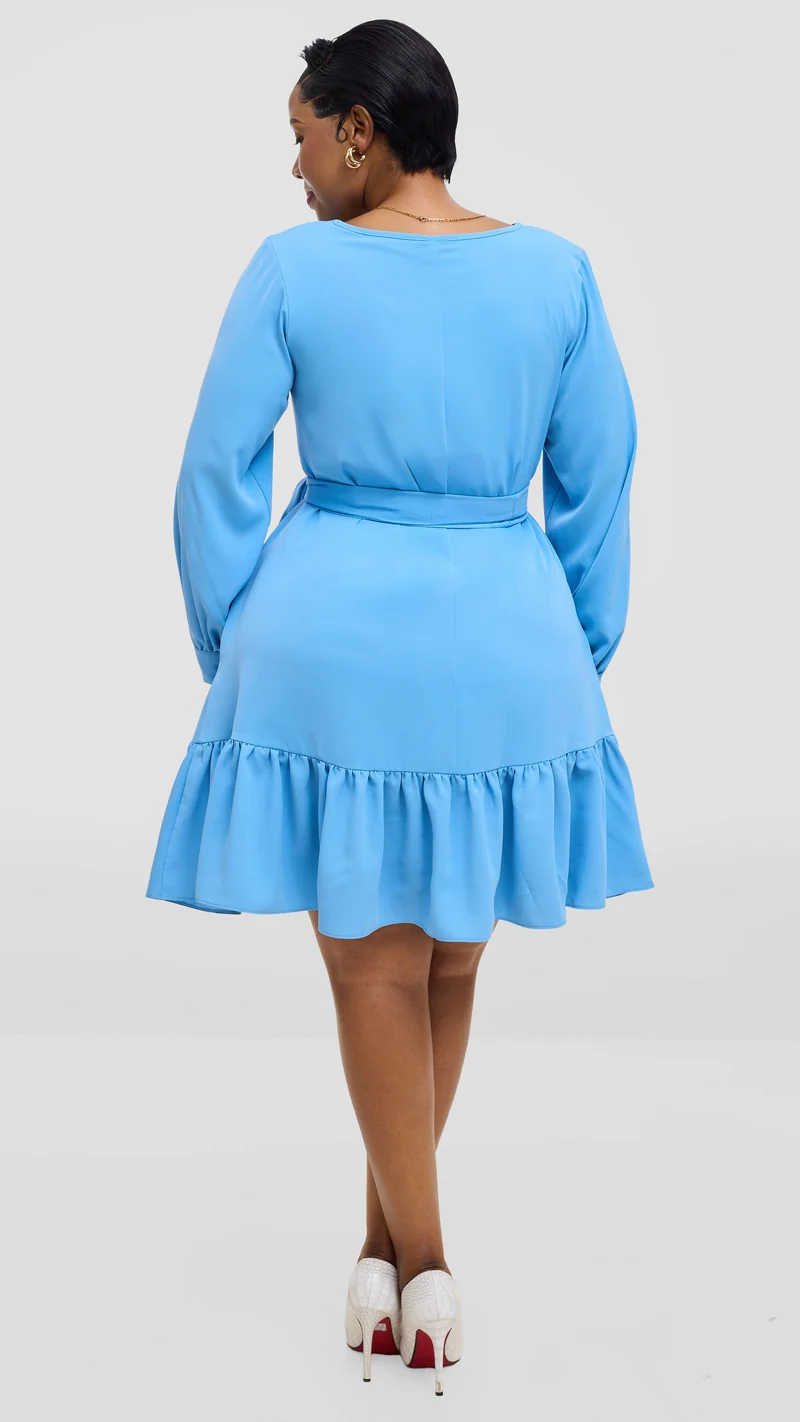 Vivo Serwa Tent Dress In Crepe - Light Blue