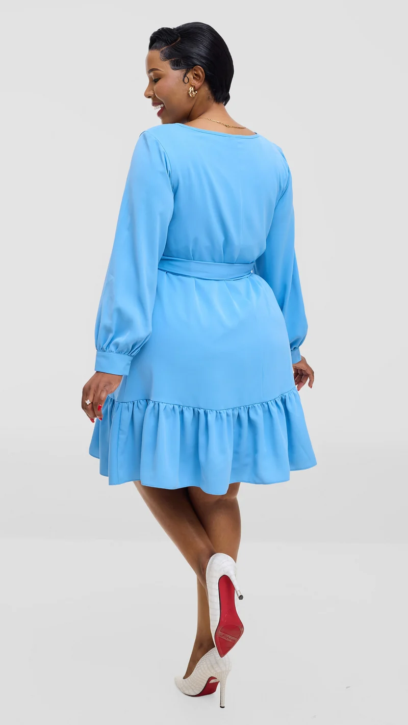 Vivo Serwa Tent Dress In Crepe - Light Blue