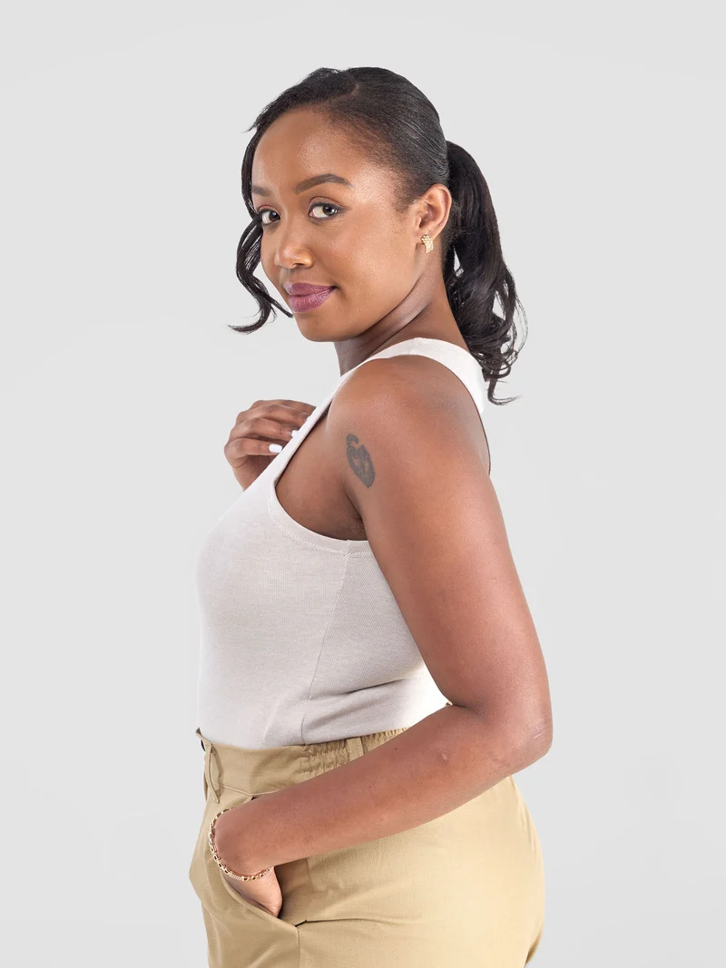 Safari by Vivo Kamari Ribbed Top - Beige