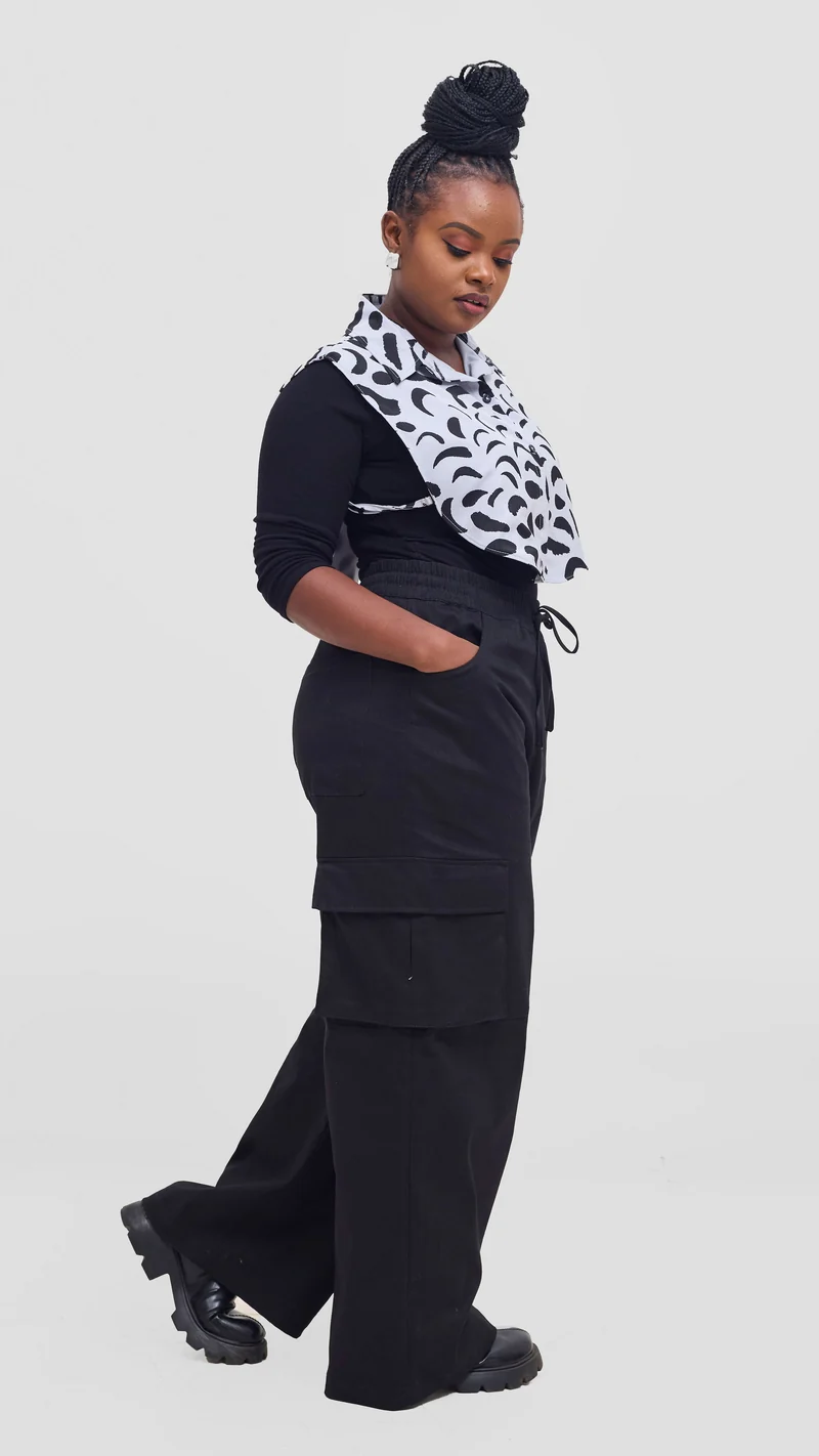 Shiv & Shikie X Safari Faux Collar Printed Shirt - Grey/Black Ezi Print