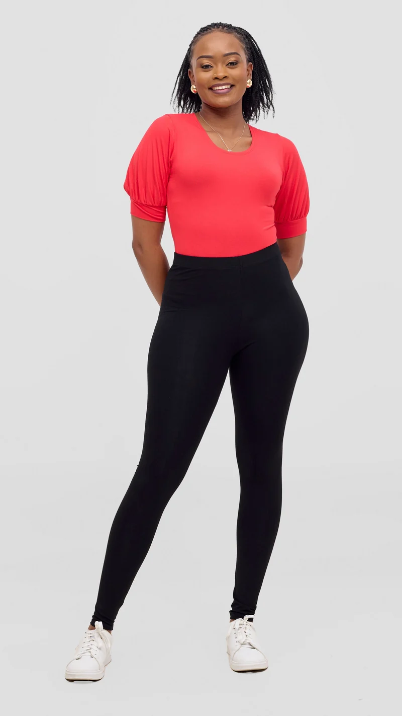 Vivo Tana Puff Sleeve Bodysuit In Jersey - Red