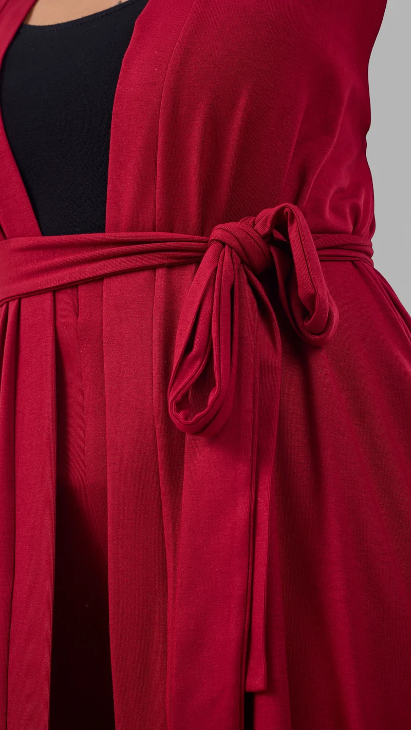 Vivo Chela Sleeveless Waterfall in Jersey - Dark Red