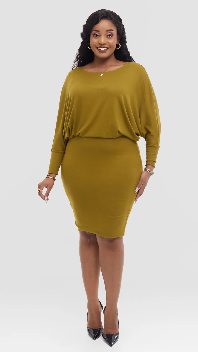 Vivo Tolani Dress in Jersey - Olive