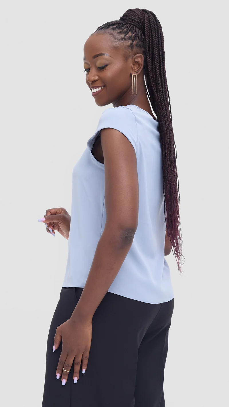 Vivo Basic Cap Sleeve Top in Crepe - Light Grey