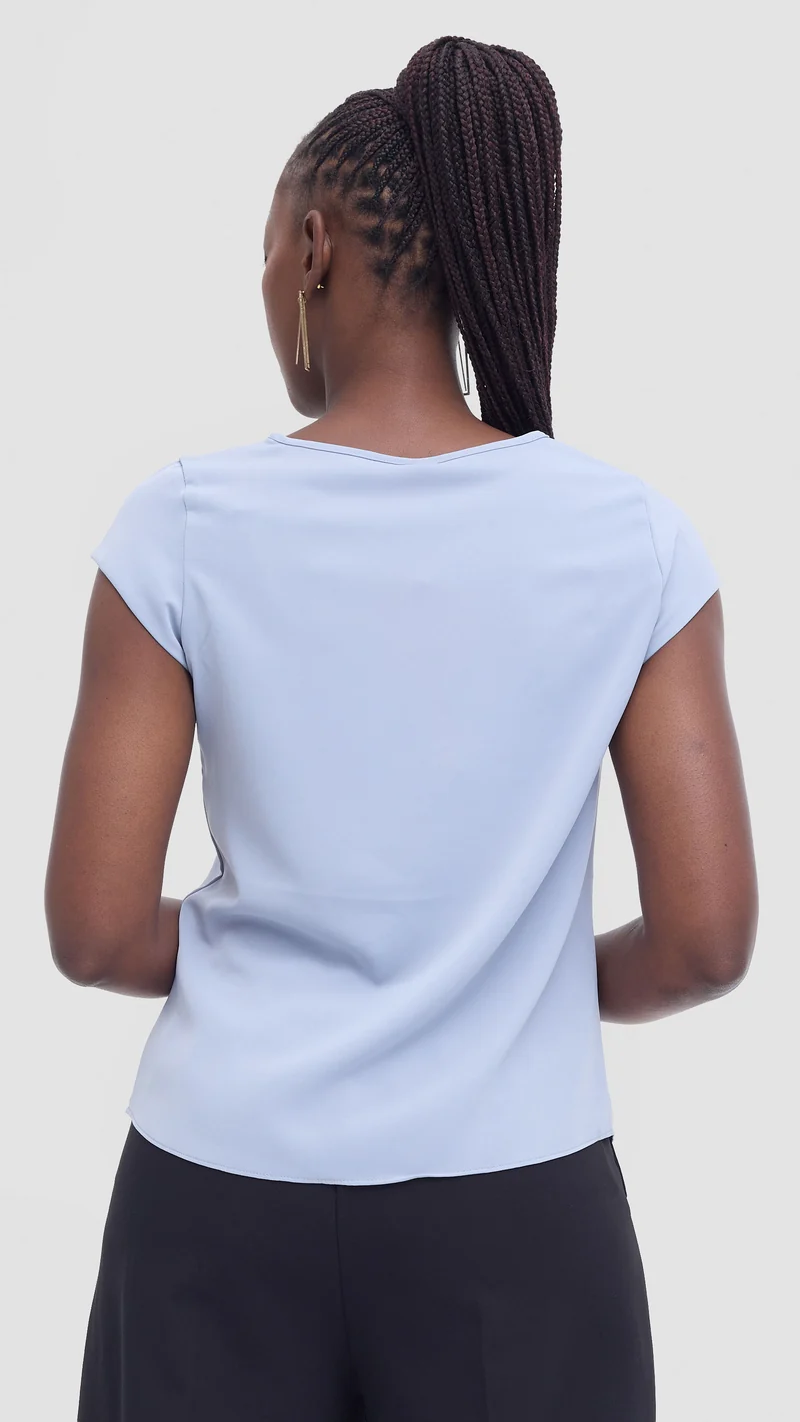Vivo Basic Cap Sleeve Top in Crepe - Light Grey