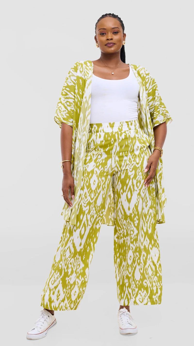 Vivo Samira Wide Kimono - Olive / White Print