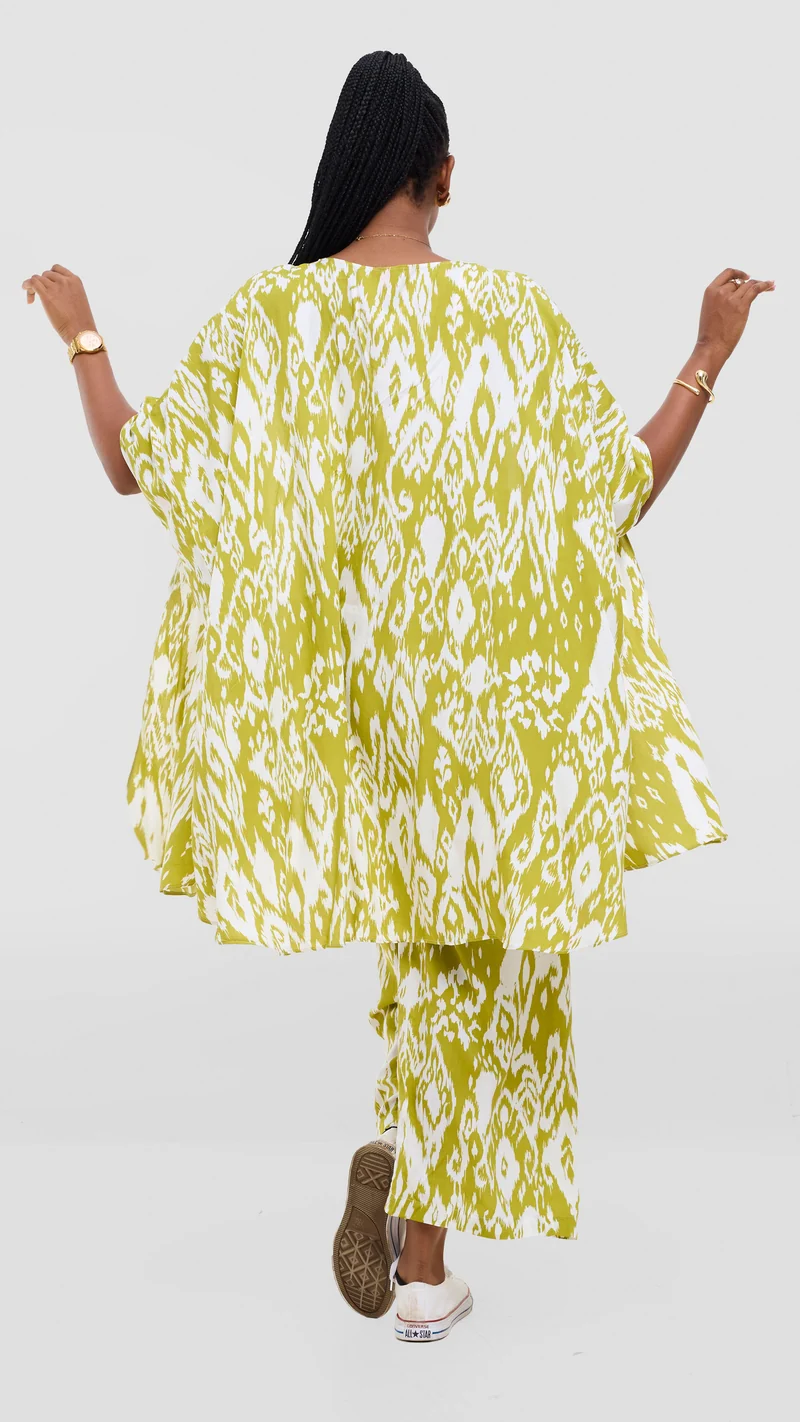 Vivo Samira Wide Kimono - Olive / White Print