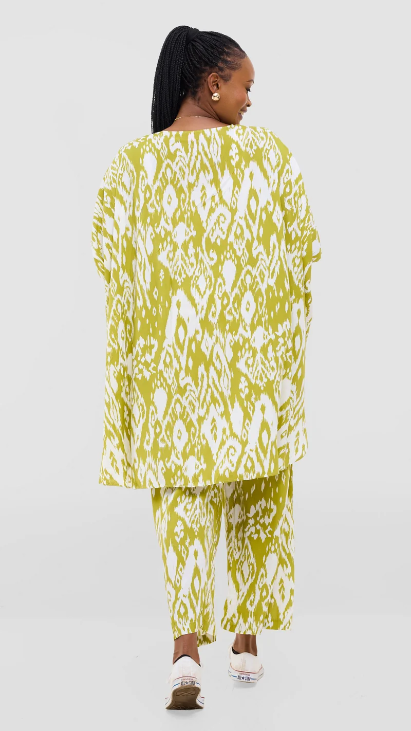 Vivo Samira Wide Kimono - Olive / White Print