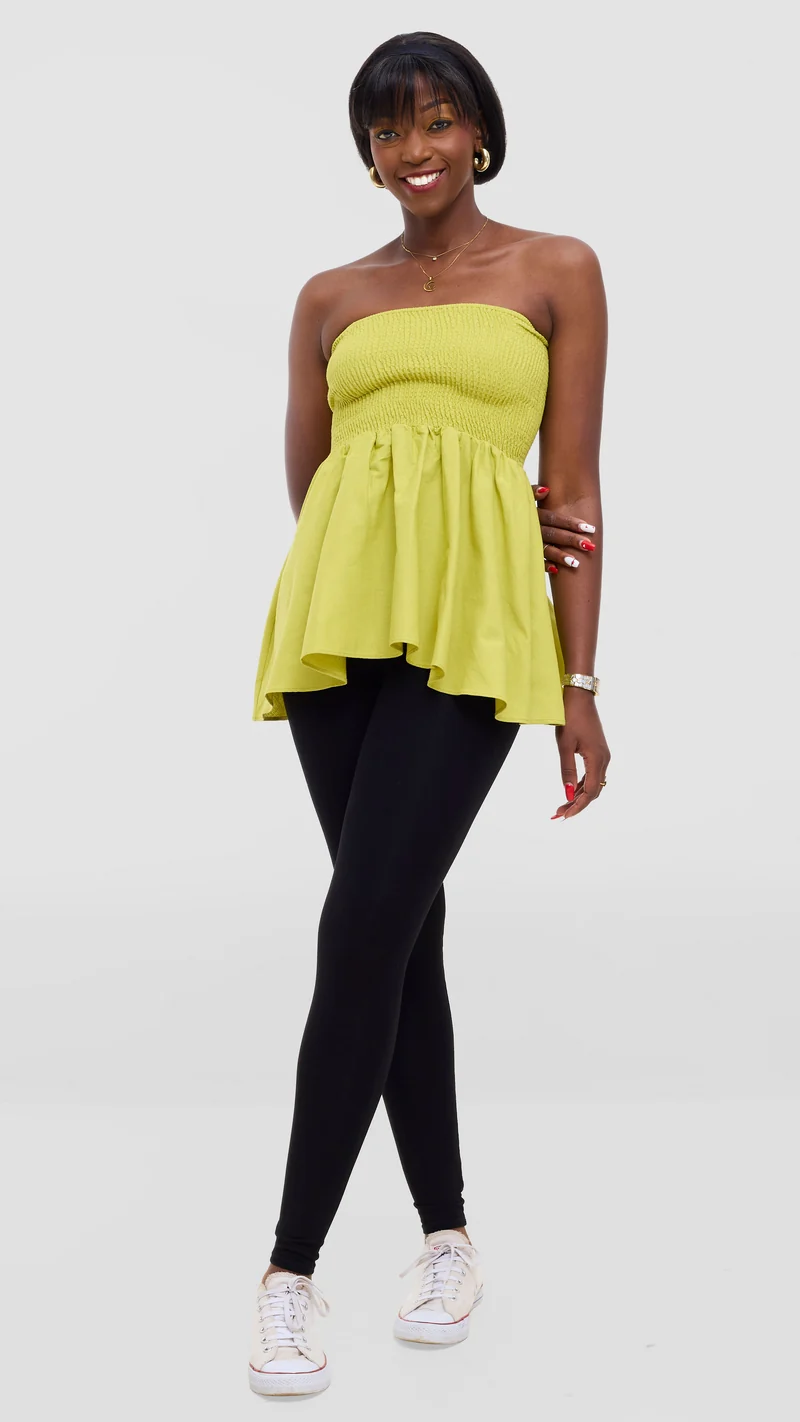Safari Tiwa Shirred Top - Lime