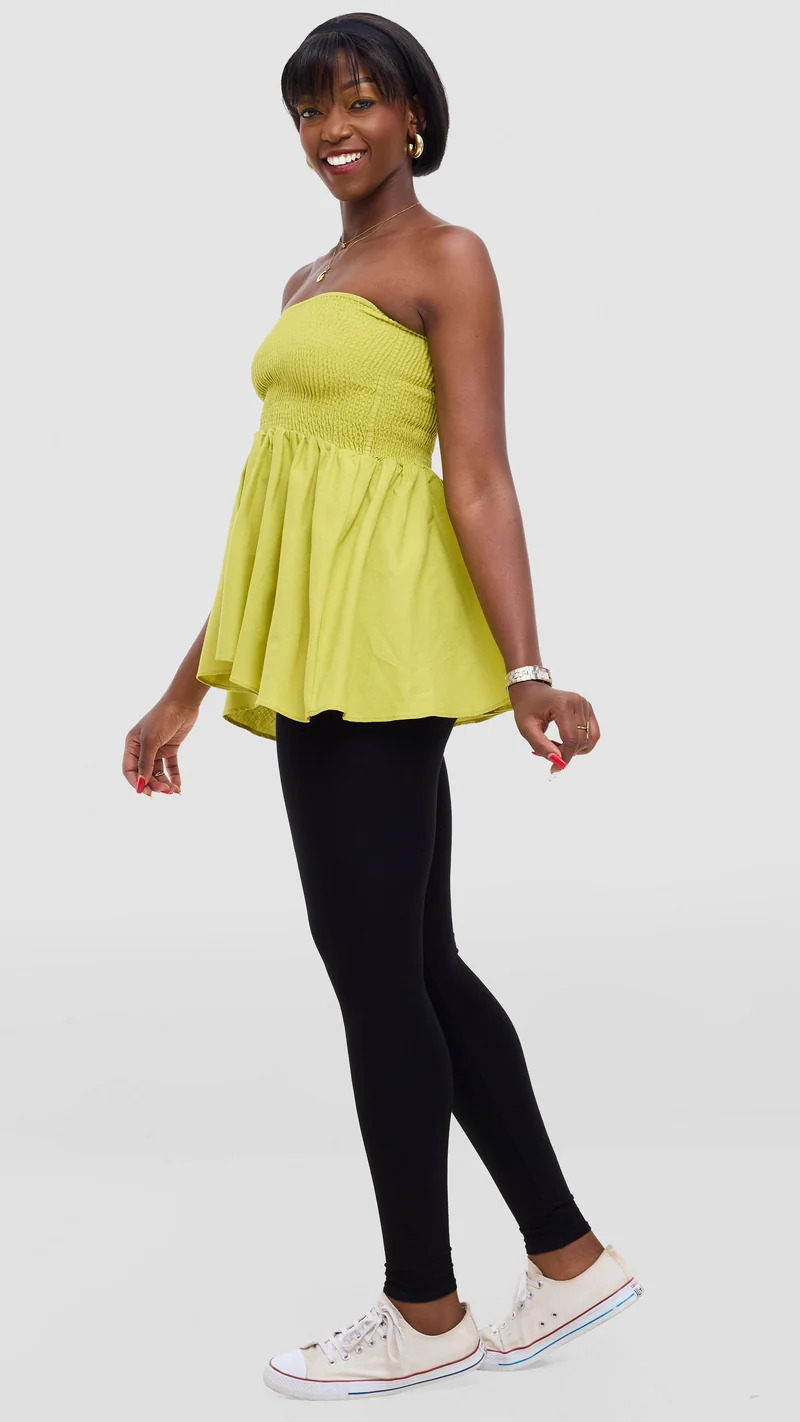 Safari Tiwa Shirred Top - Lime