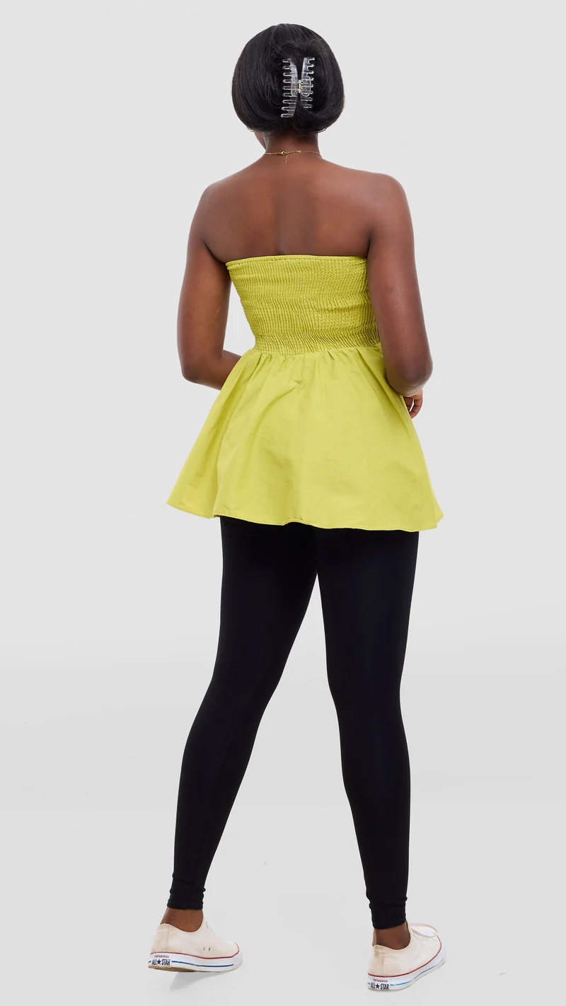 Safari Tiwa Shirred Top - Lime