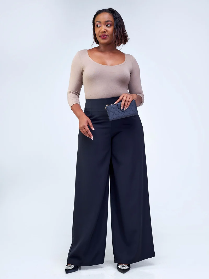 Vivo Tatili Wide Leg Pants in Heavy Crepe - Black