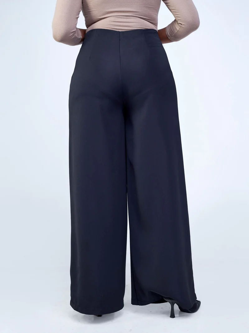 Vivo Tatili Wide Leg Pants in Heavy Crepe - Black
