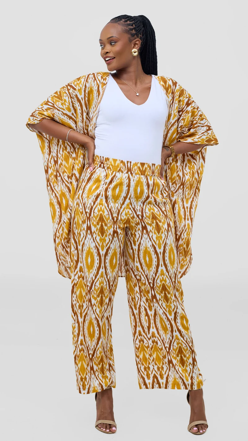 Vivo Samira Pants - Mustard / Brown Print