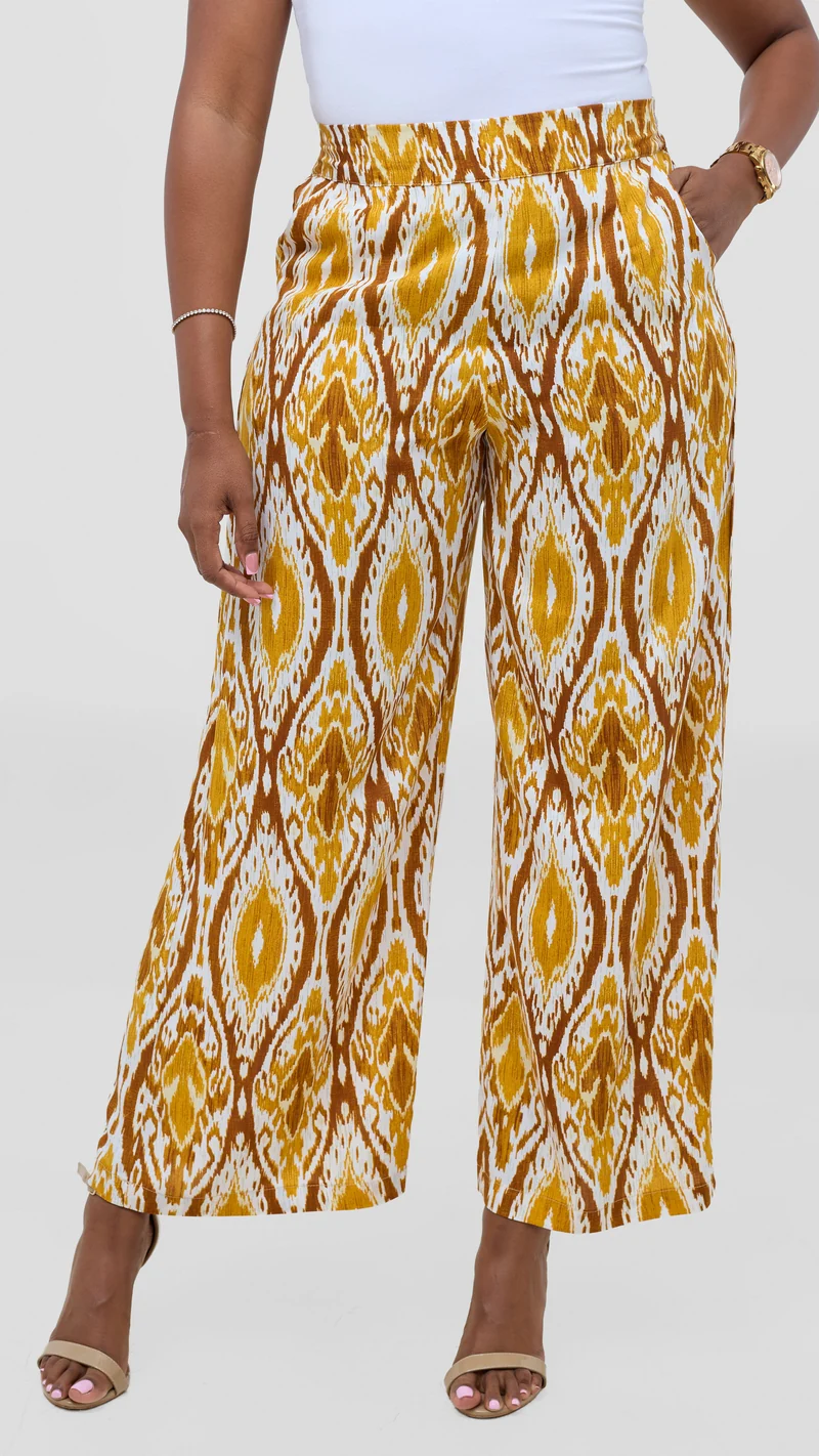 Vivo Samira Pants - Mustard / Brown Print