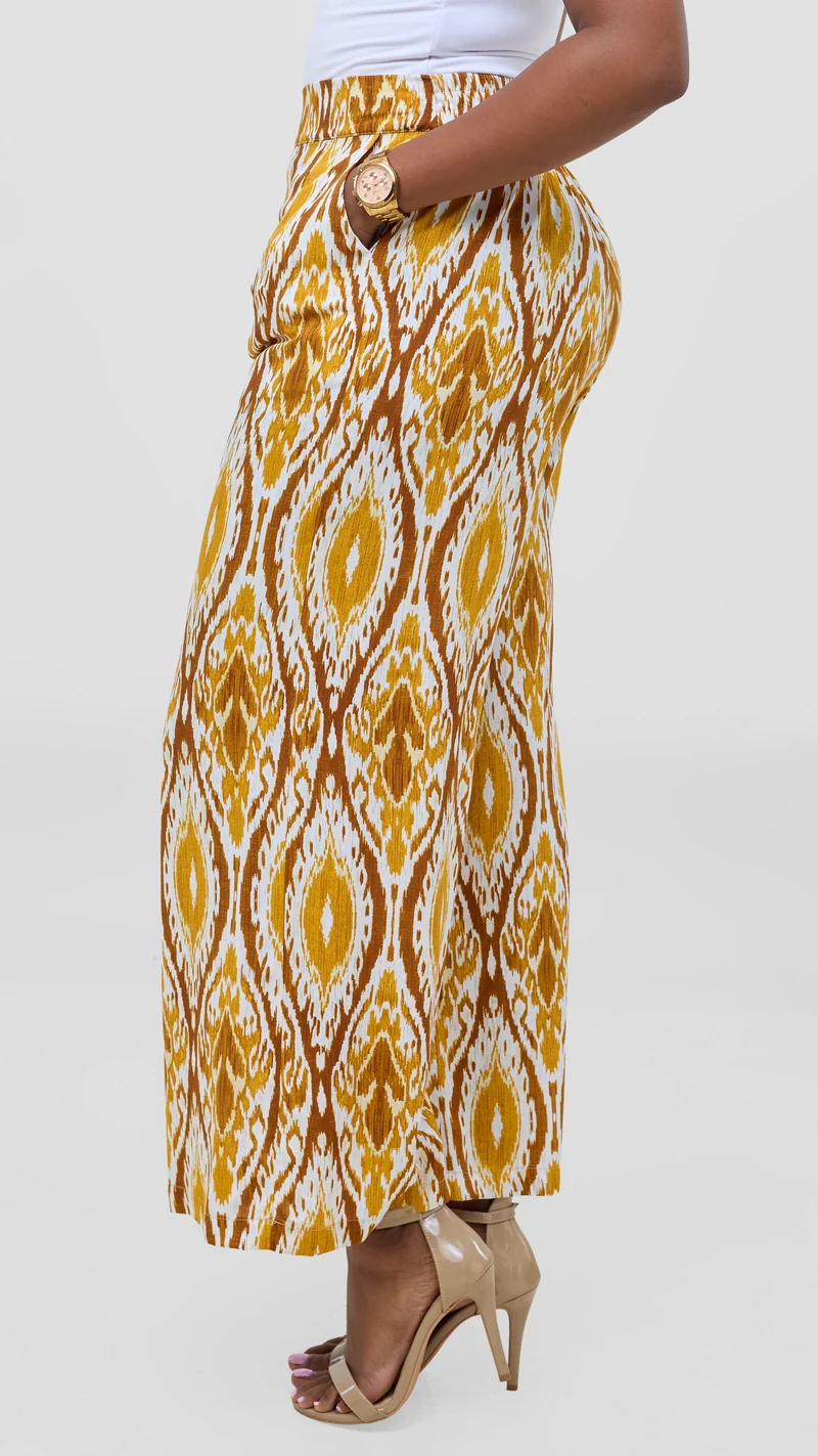 Vivo Samira Pants - Mustard / Brown Print
