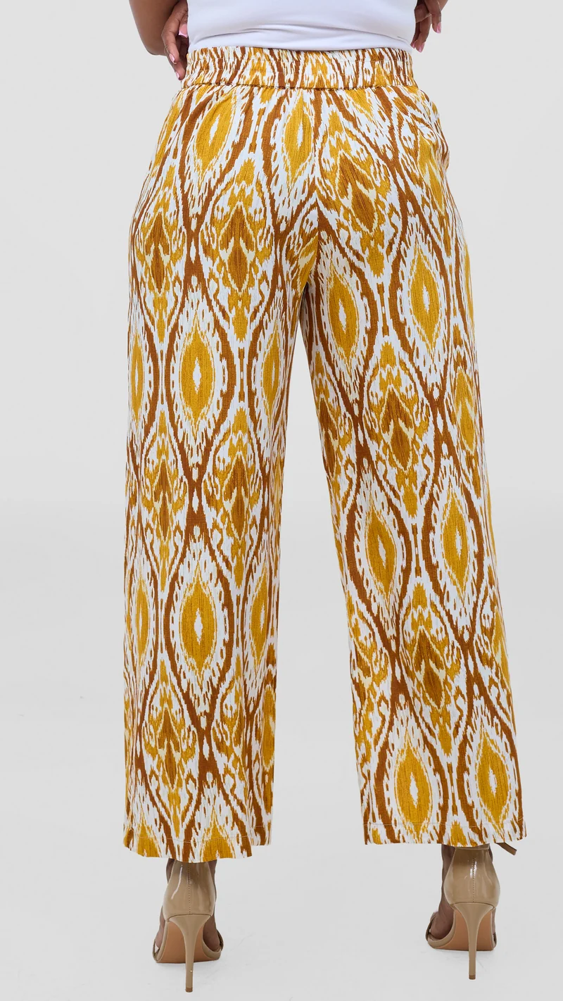 Vivo Samira Pants - Mustard / Brown Print