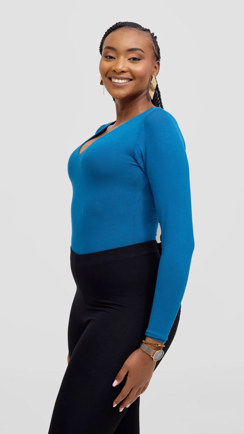 Vivo Everyday Long Sleeved Double Layered Bodysuit - Dark Teal