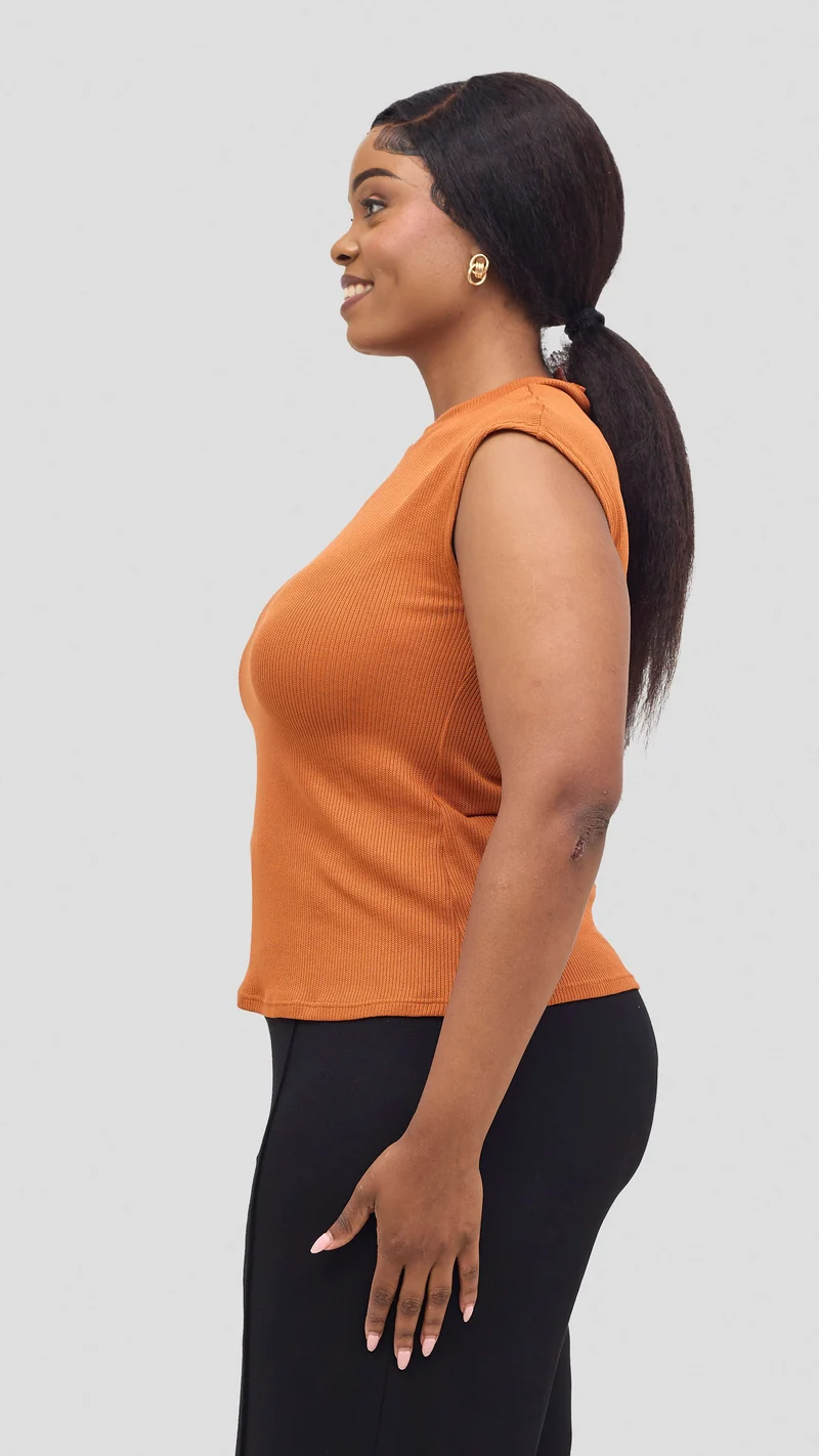 Vivo Ria Mock Neck Top - Rust
