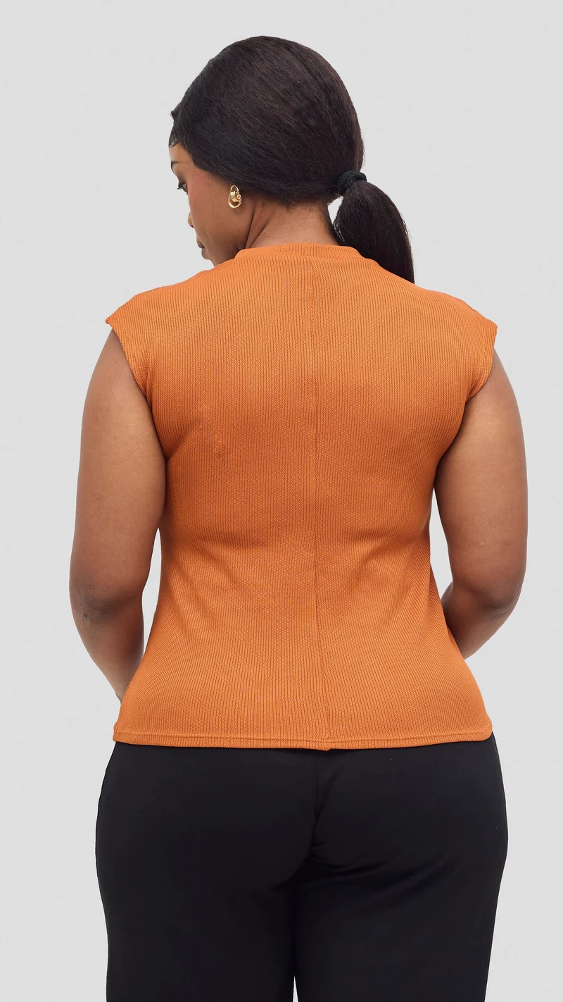 Vivo Ria Mock Neck Top - Rust