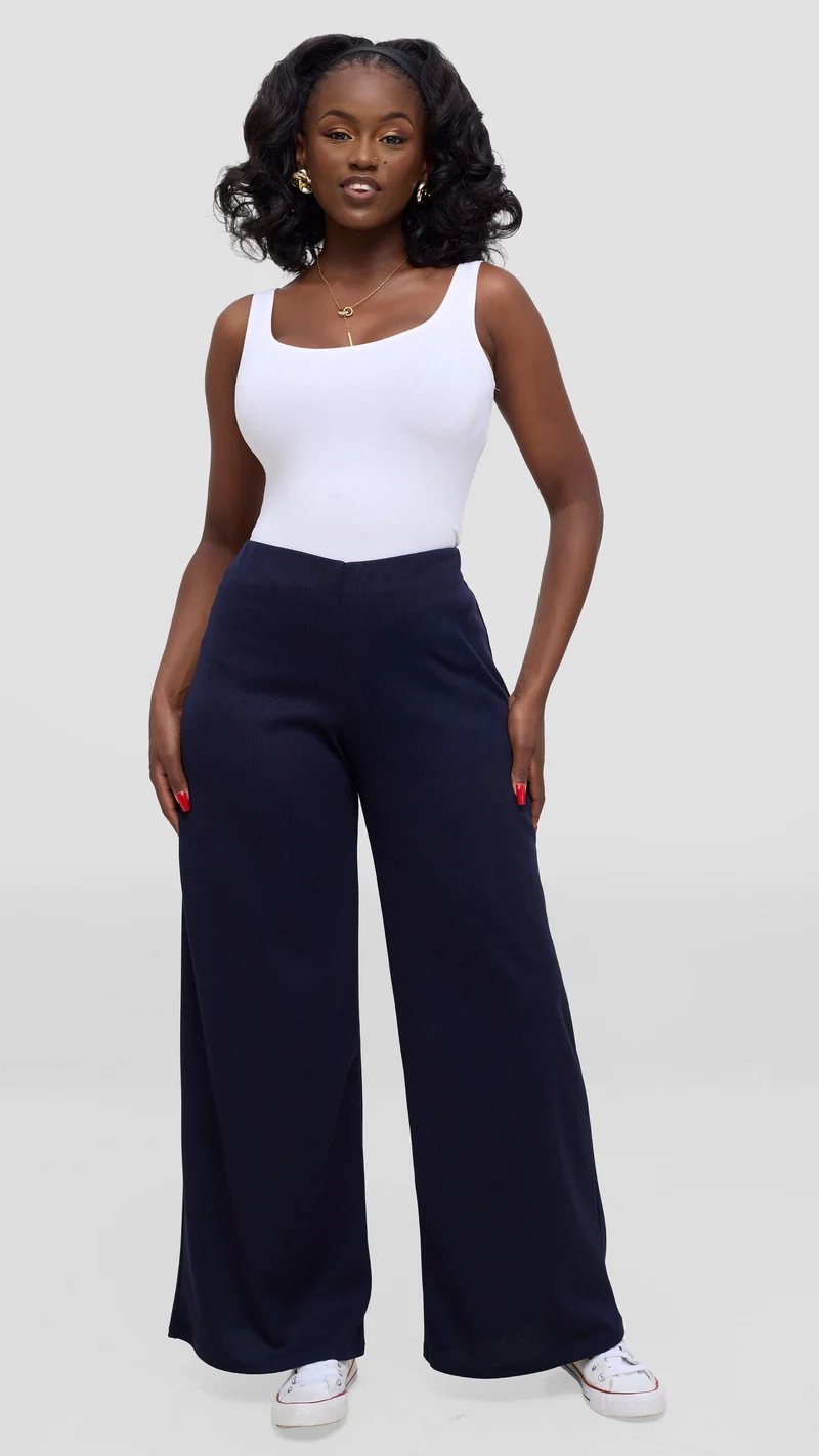 Vivo Safa Straight Leg Pants - Navy