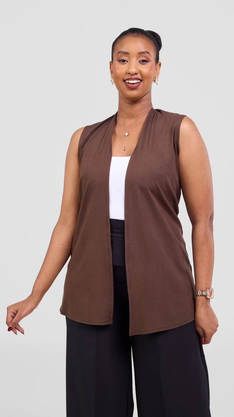 Vivo Everyday Sleeveless Waterfall in Jersey - Chocolate