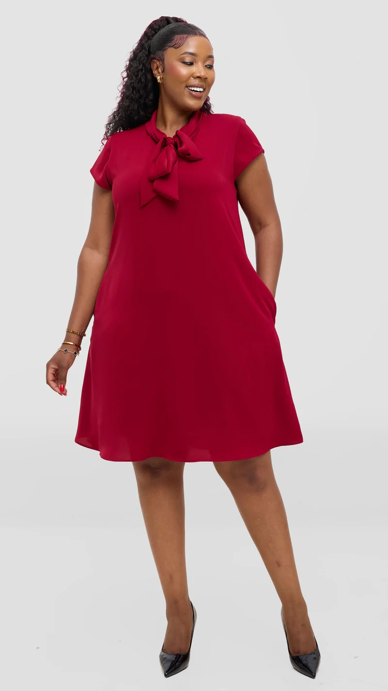 Vivo Niari Tent Dress in Crepe - Maroon