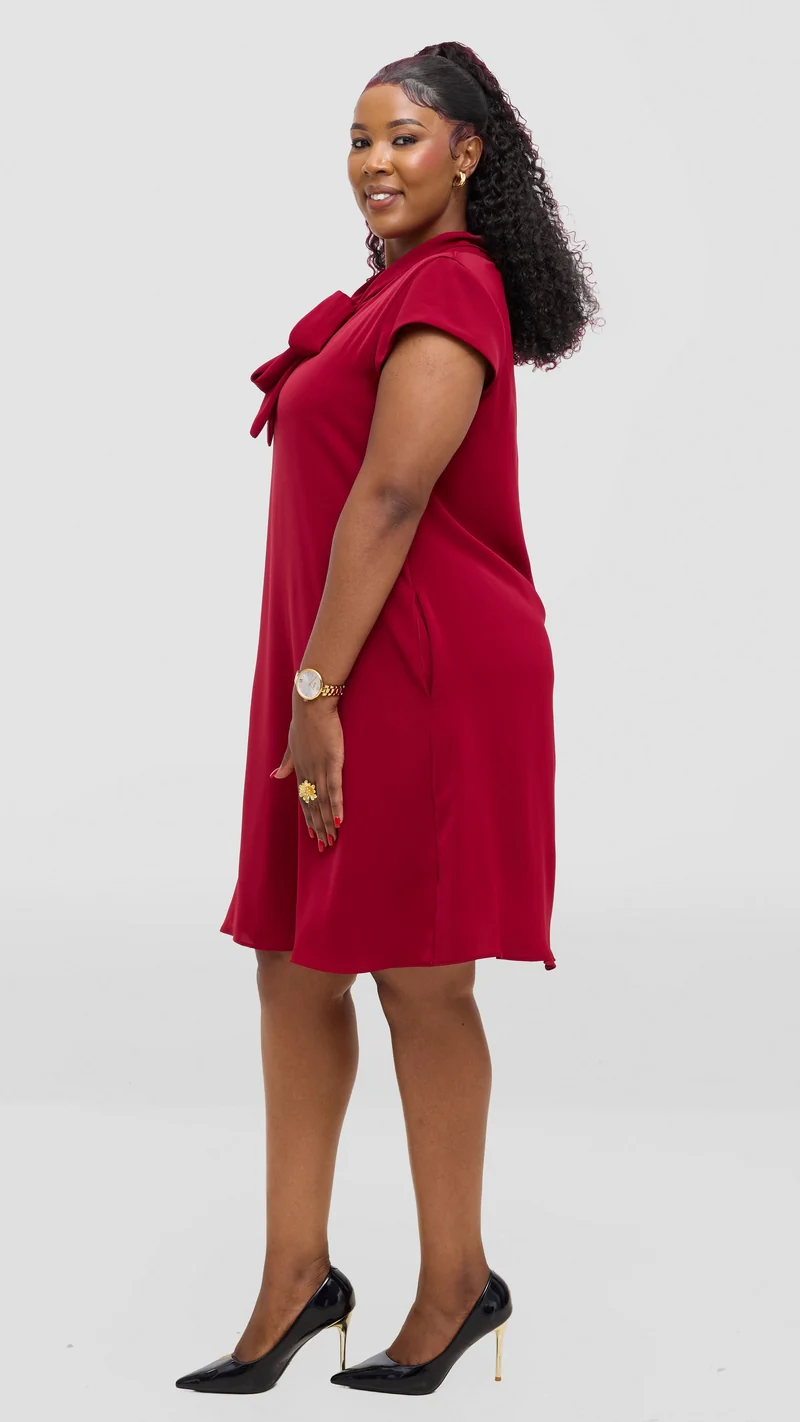 Vivo Niari Tent Dress in Crepe - Maroon
