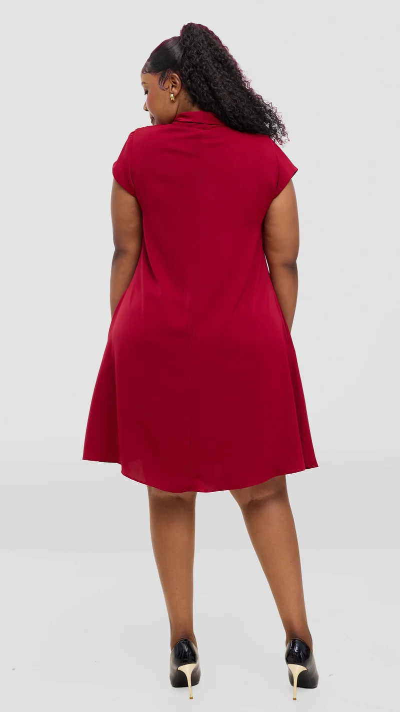 Vivo Niari Tent Dress in Crepe - Maroon