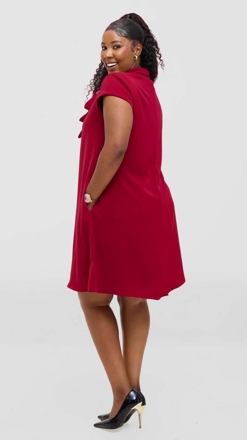 Vivo Niari Tent Dress in Crepe - Maroon