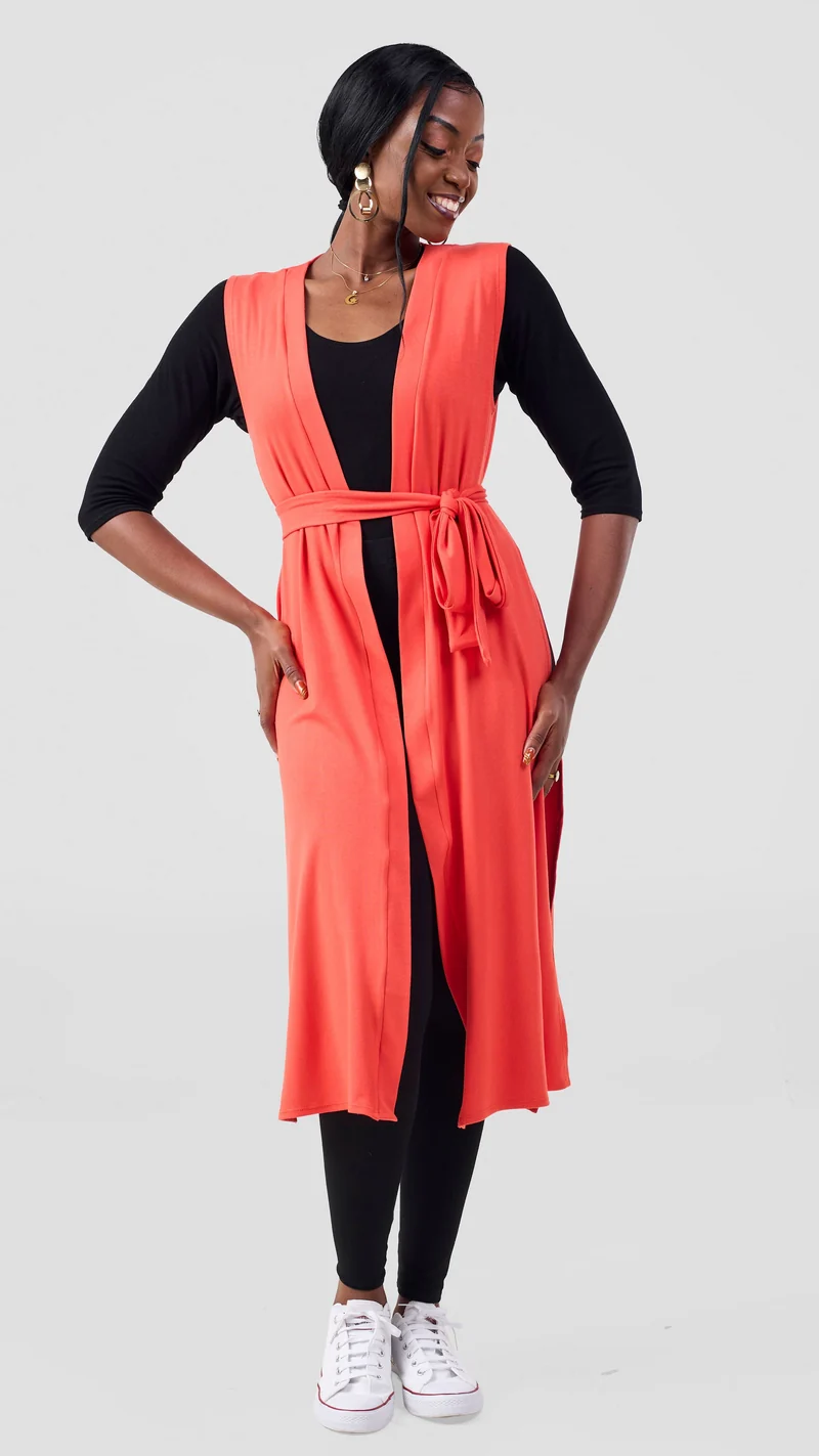 Vivo Chela Sleeveless Waterfall in Jersey - Orange