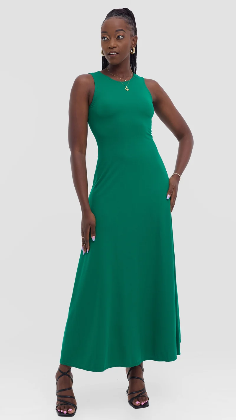 Vivo Tanda Maxi Dress in Ponte - Green