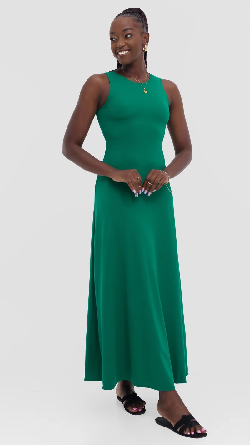 Vivo Tanda Maxi Dress in Ponte - Green