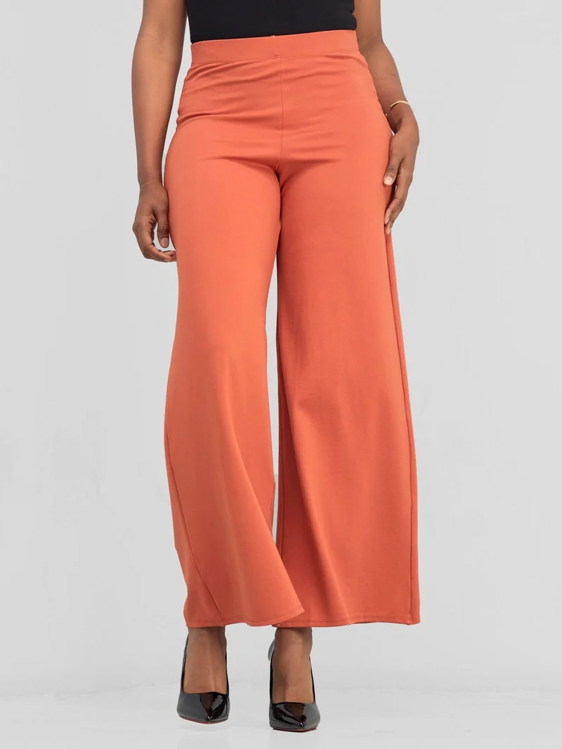 Vivo Upe Wide Leg Pants in Ponte - Rust