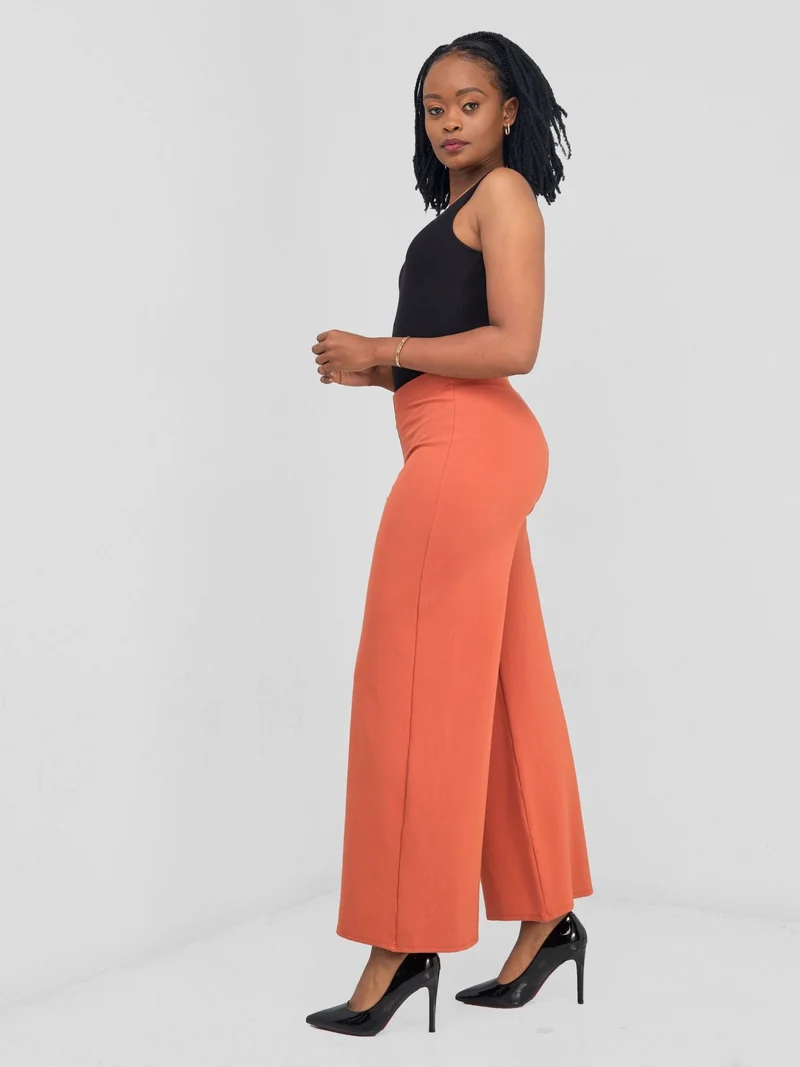 Vivo Upe Wide Leg Pants in Ponte - Rust