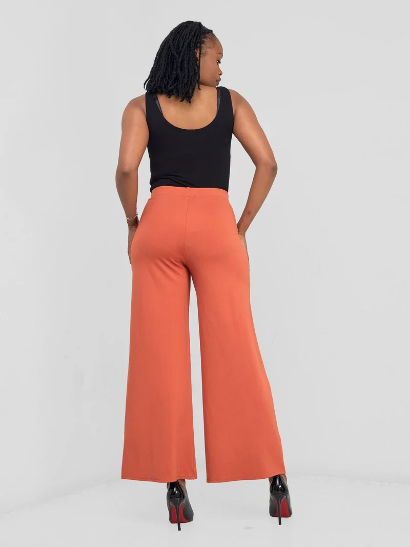 Vivo Upe Wide Leg Pants in Ponte - Rust