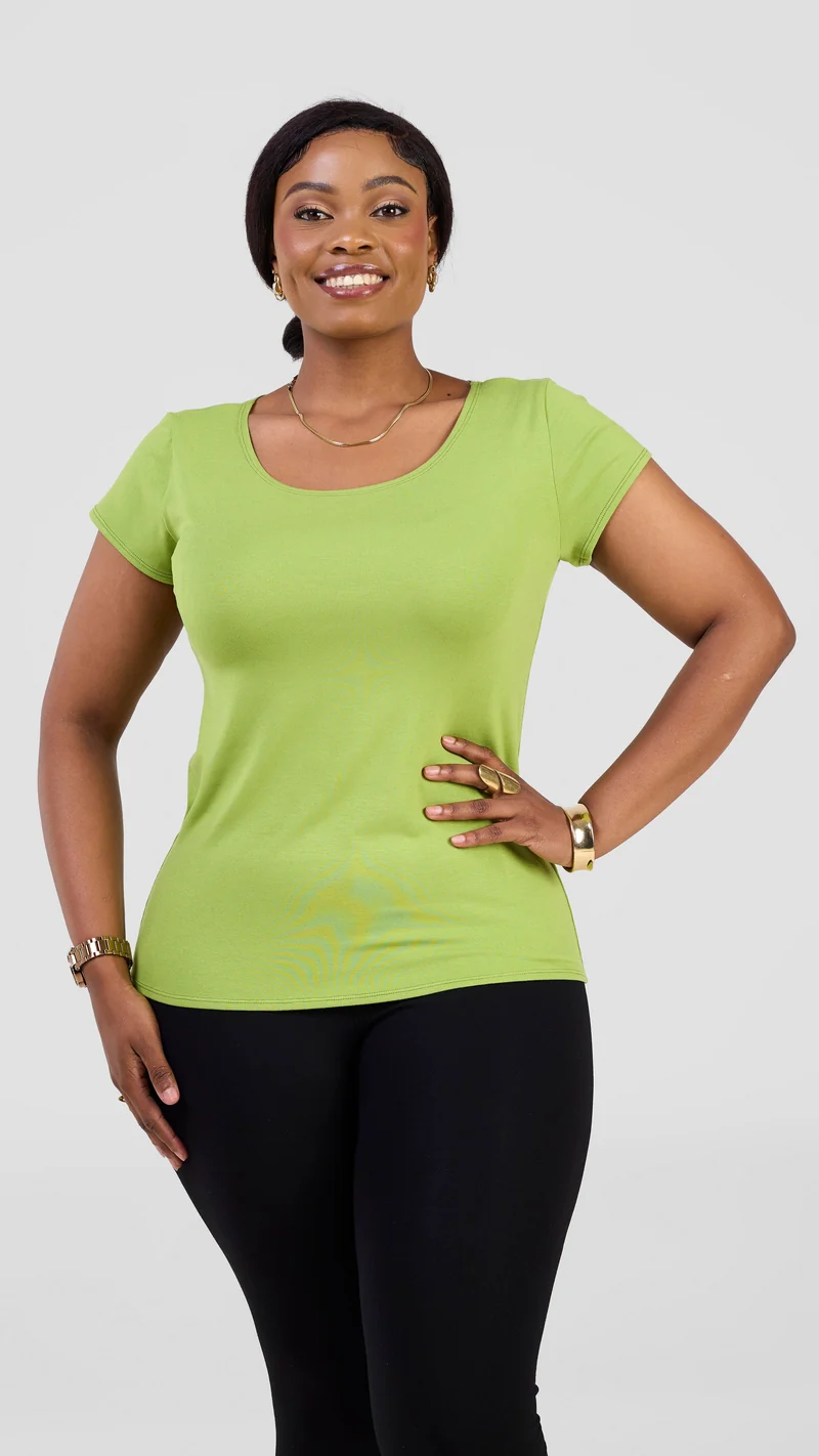 Vivo Everyday Cap Sleeve Top in Jersey - Lime