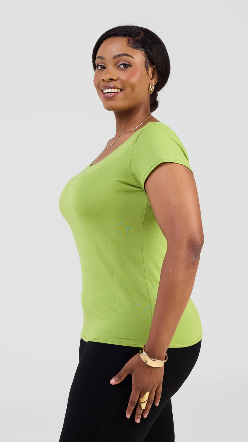 Vivo Everyday Cap Sleeve Top in Jersey - Lime