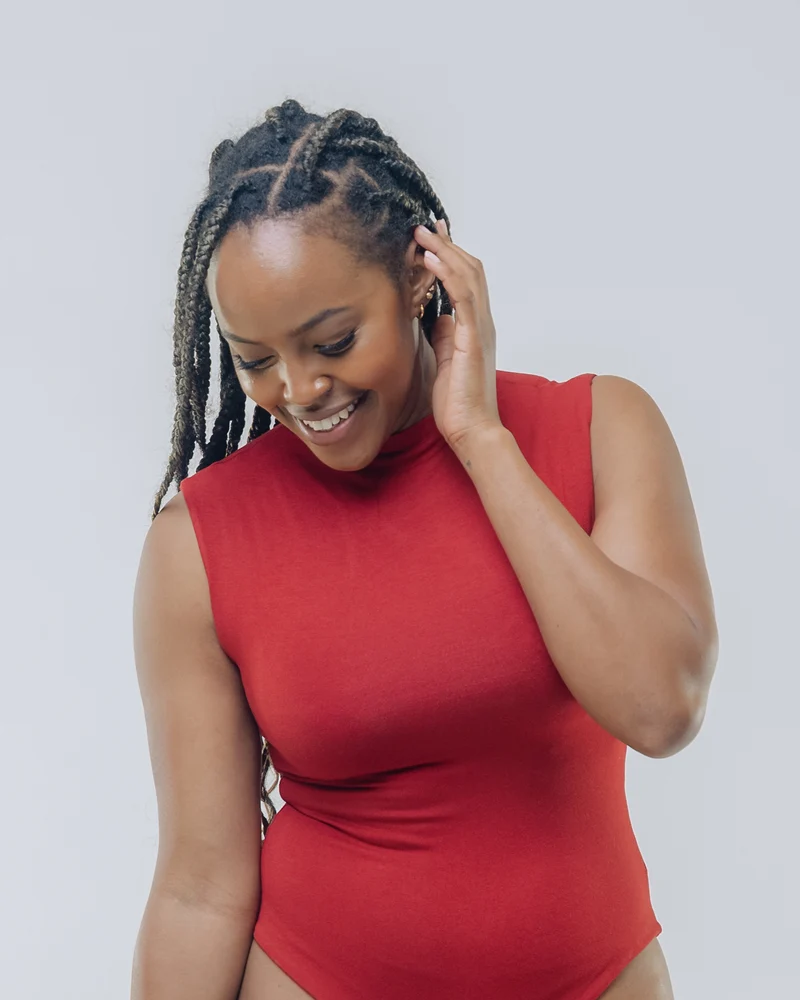 Vivo X This Is Essential Sleeveless High Neck Bodysuit - Red