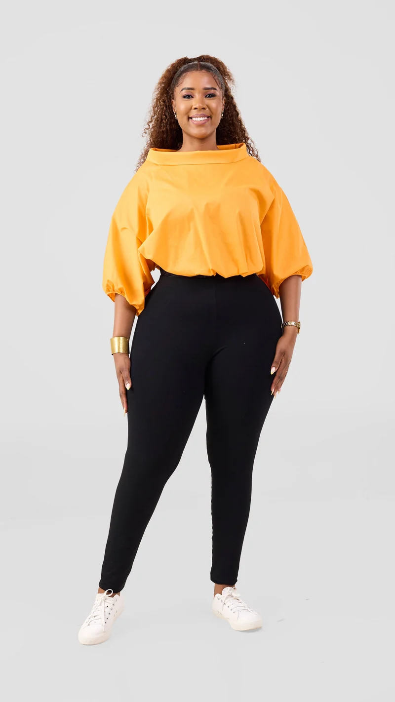 Vivo Lulu Drawstring Top in Cotton - Light Orange