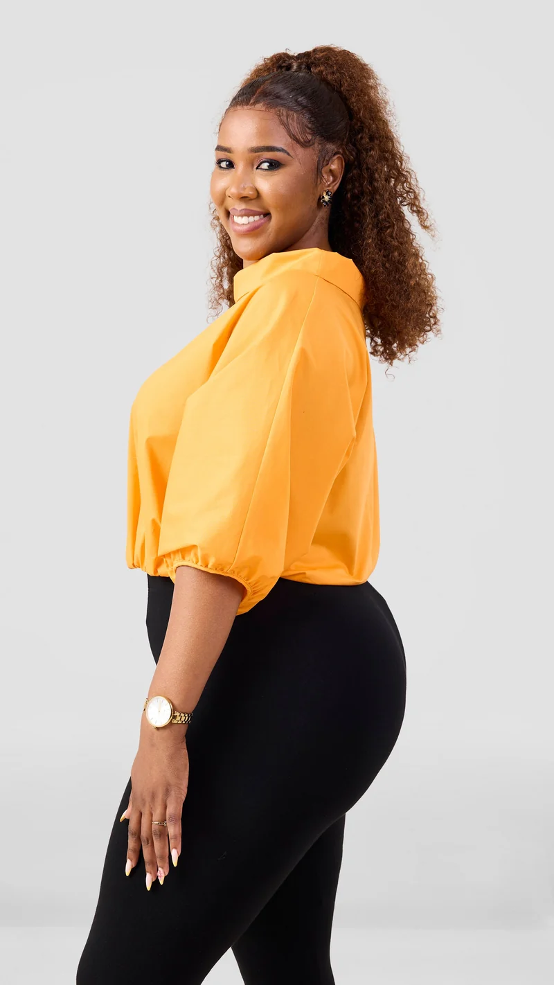 Vivo Lulu Drawstring Top in Cotton - Light Orange