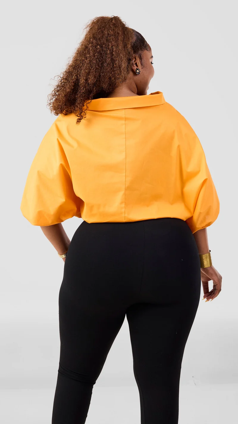 Vivo Lulu Drawstring Top in Cotton - Light Orange