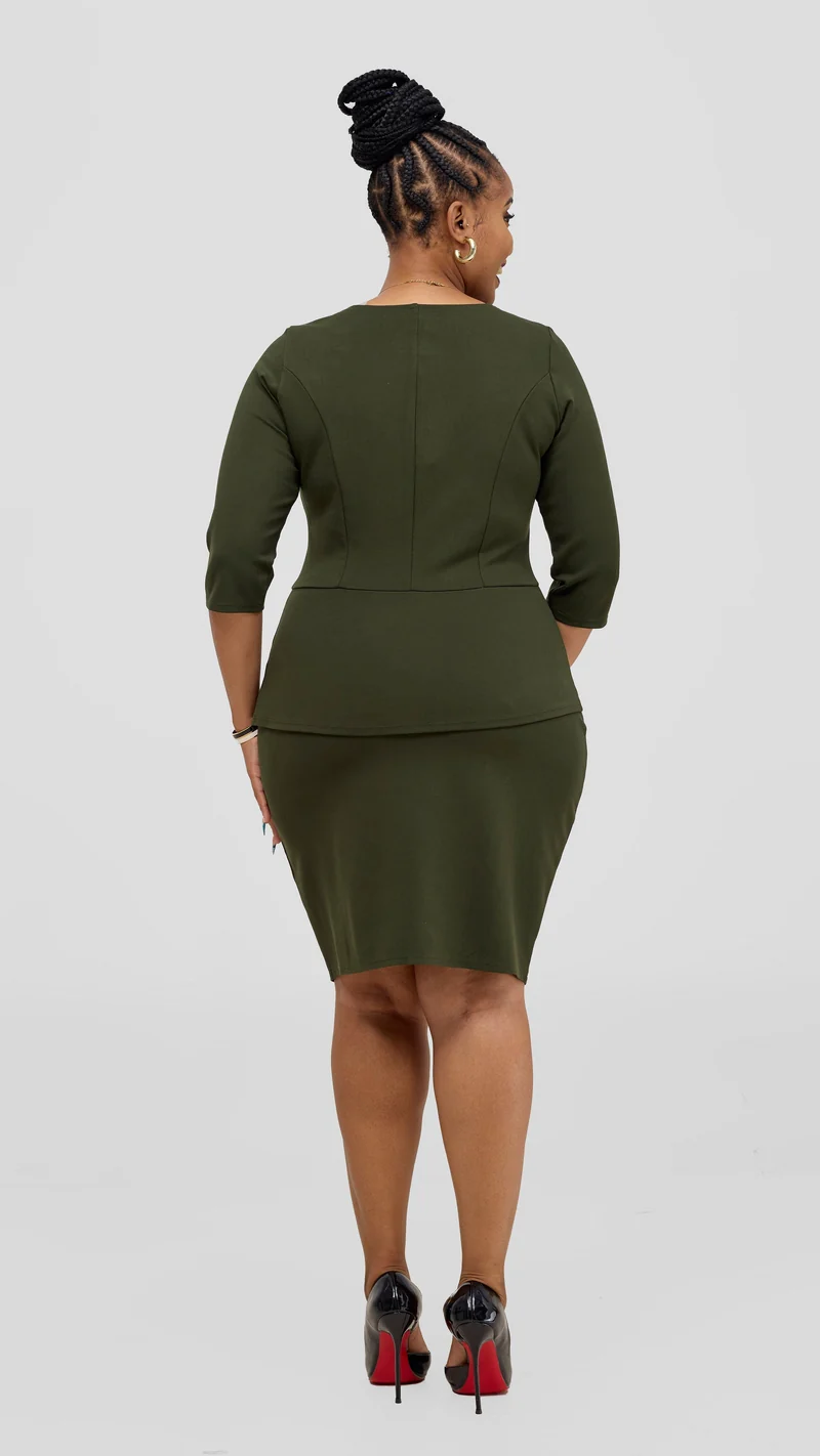 Vivo Nora 3/4 Sleeve Peplum Top - Hunters